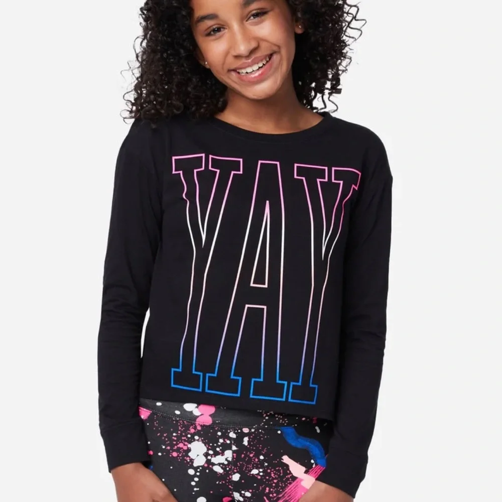 Justice Hi-Lo Long Sleeve Graphic Tee Girls M10 NEW!